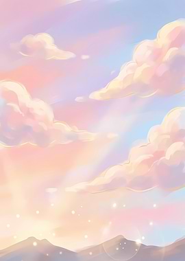 Pastel Sky Over Mountains