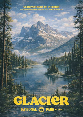 Glacier National Park Vintage Poster