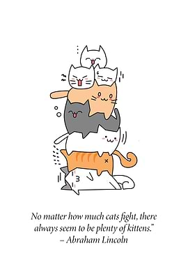 Stack of Cute Cartoon Cats