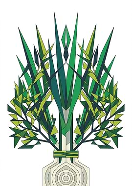 Geometric Green Plant in a Vase