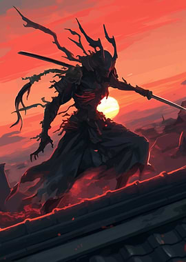 Samurai Warrior at Sunset