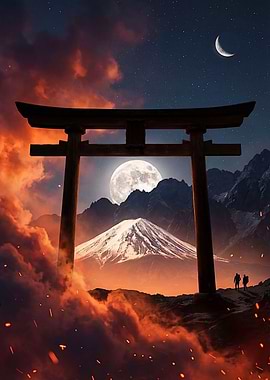 Torii Gate Overlooking Mount Fuji