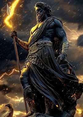 Zeus with Lightning Bolt and Eagle