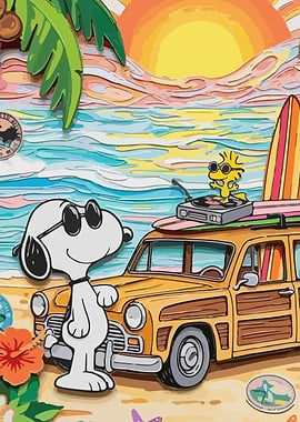 Snoopy and Woodstock at the Beach