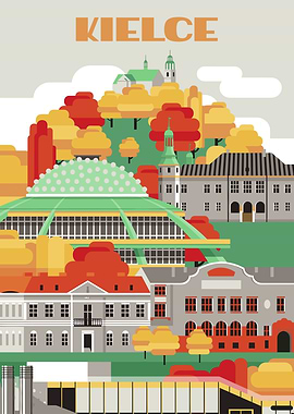 Kielce Cityscape with Autumn Foliage