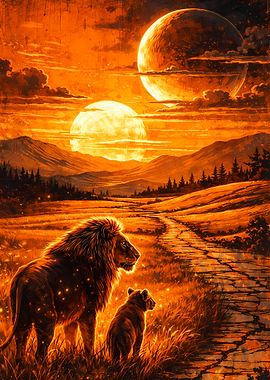 Lion and Bear Under Alien Sky