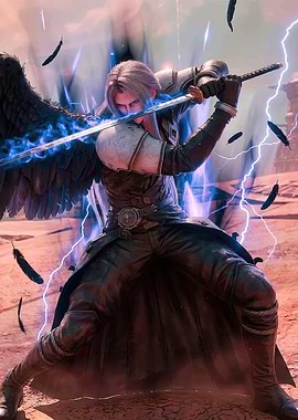 Sephiroth with Black Wings and Sword