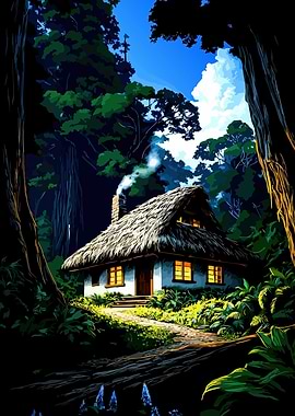 Cozy Cabin in a Lush Forest