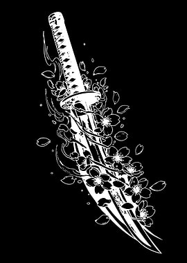 Samurai Sword with Cherry Blossoms