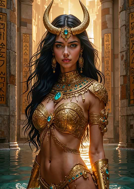 Egyptian Queen Cleopatra in Golden Armor