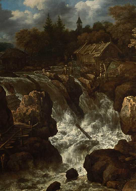 Waterfall with Mills and Church