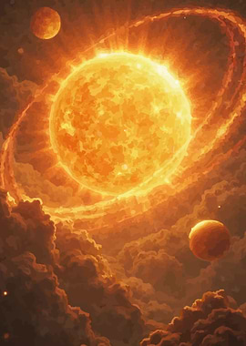 Fiery Sun and Planets