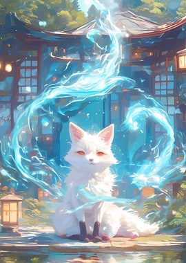 Fox Spirit with Blue Energy