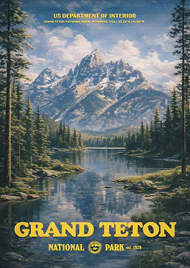 Grand Teton National Park Vintage Poster