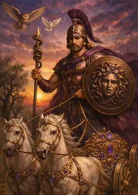 Greek God Ares in Chariot