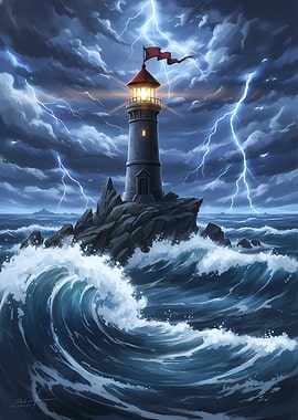 Lighthouse in a Storm