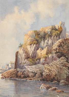 Coastal Fortress on a Rocky Cliff