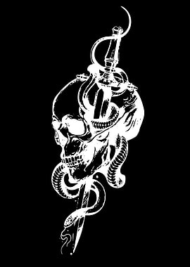 Skull and Sword Tattoo Design
