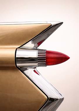 Vintage Car Tail Fin and Taillight – Gold Vintage