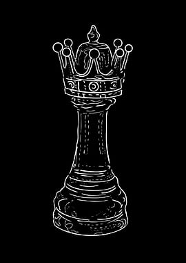 White Chess Queen Silhouette on Black