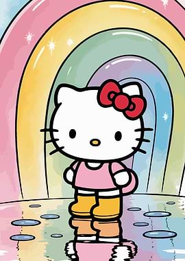 Hello Kitty in a Rainbow