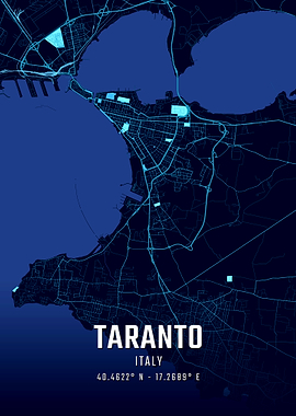 Taranto Italy Midnight City Map