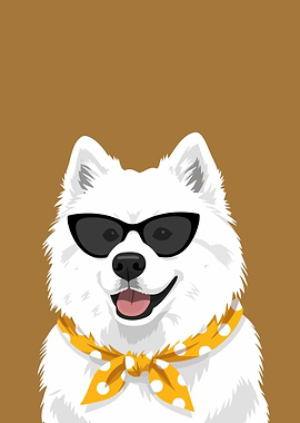 Cool Dog Wearing Sunglasses and Scarf