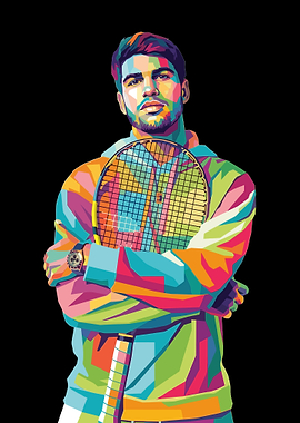 Alcaraz Tennis Player Pop Art