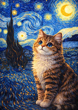 Cat in Starry Night