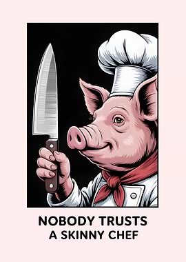 Pig Chef with Knife