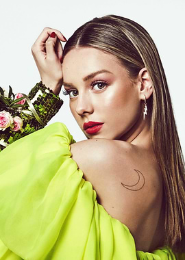 Ester Expósito with Moon Tattoo and Flowers