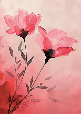 Abstract Pink Floral Painting