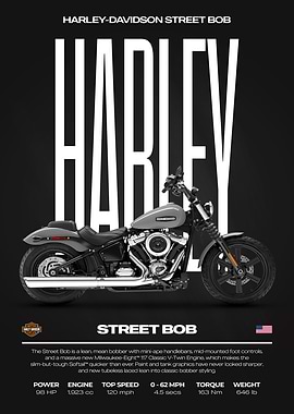Harley-Davidson Street Bob Motorcycle Poster