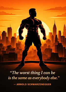 Arnold Schwarzenegger Silhouette with Cityscape