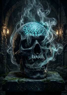 Mystical Rune Skull with Smoke