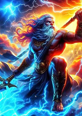 Zeus with Lightning Bolt