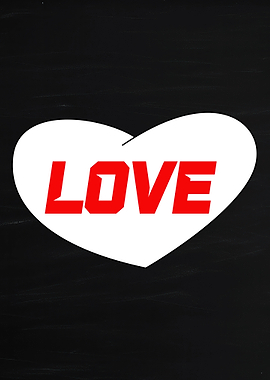 White Heart with Red LOVE Text