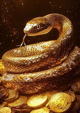 Golden Snake on Coins
