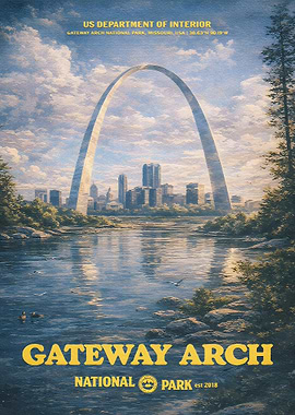 Gateway Arch National Park Vintage Poster
