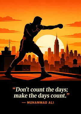 Boxer silhouette against New York City skyline