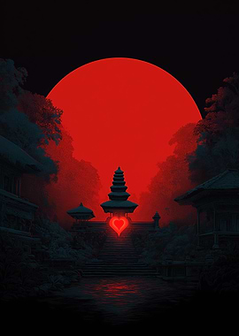 Mystical Temple with Glowing Heart