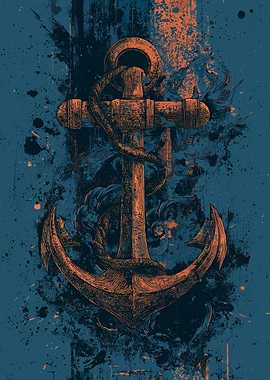 Vintage Anchor with Nautical Elements