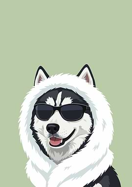 Cool Husky Dog Wearing Sunglasses