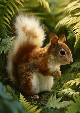 Red Squirrel in Ferns