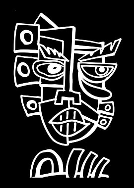 Abstract Face with Geometric Shapes