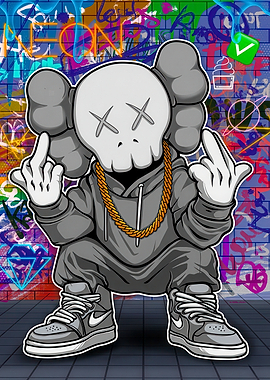 KAWS Companion with Middle Fingers