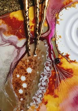 Molten Gold – Resin Flow Abstract – Abstract Porcelain #146