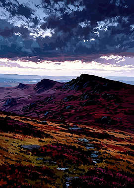 Dramatic Mountain Landscape at Dusk