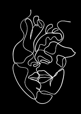 Abstract Face Line Art