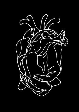 Abstract Heart Line Art